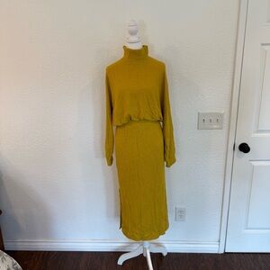 Anthropologie Yellow Turtleneck Sweater Dress